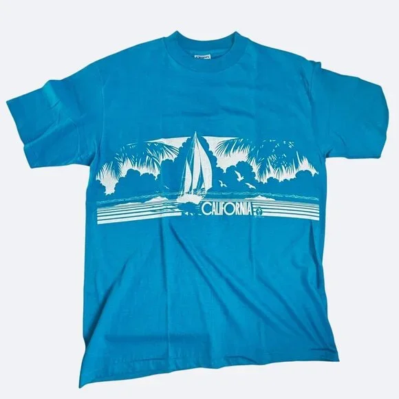 Vintage 1981 CALIFORNIA SHORT SLEEVE T SHIRT 80s LIFESTYLES Graphic XL Men's - Picture 2 of 8